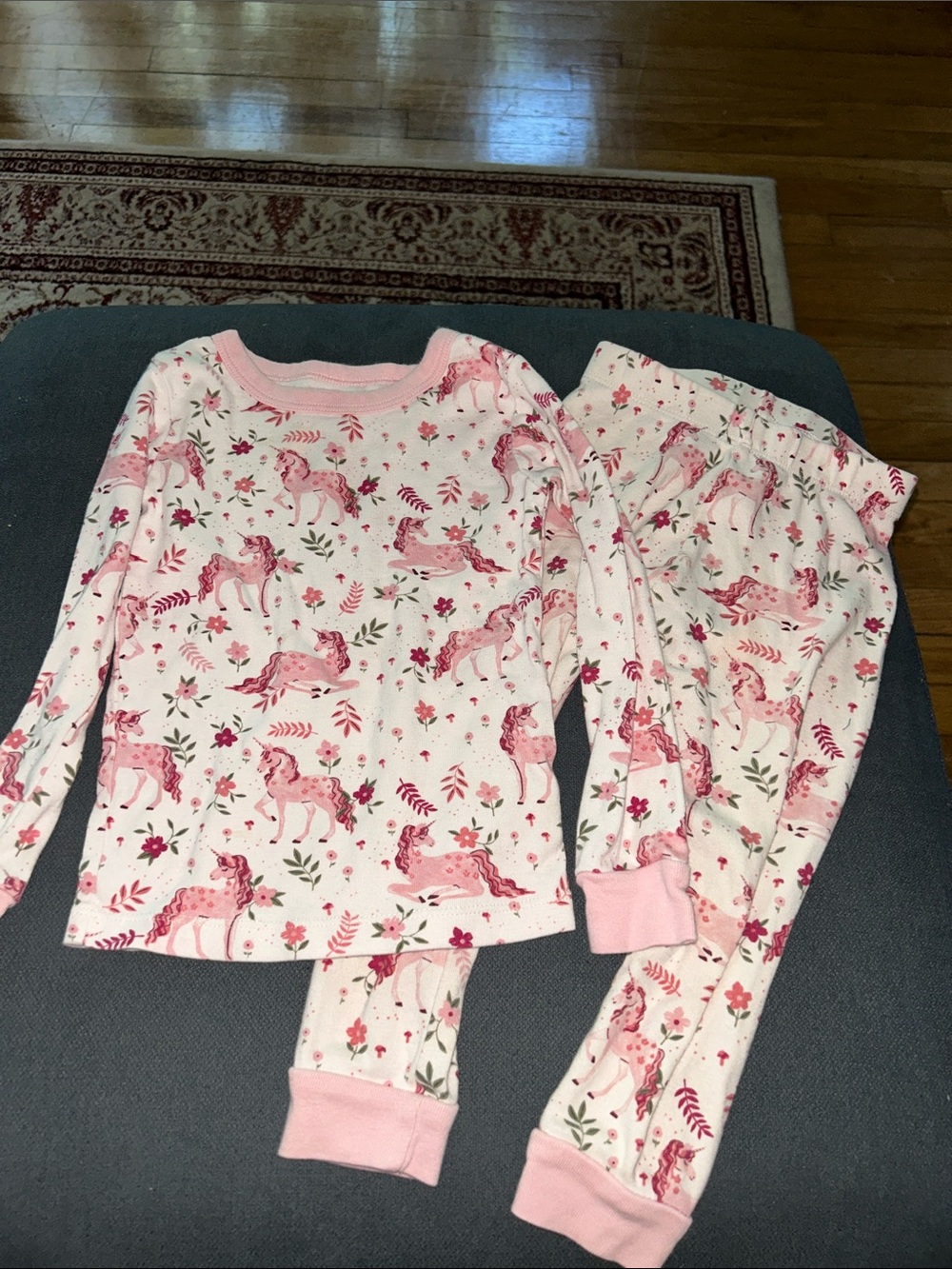 Pink Unicorn Print Kids Pajama Set